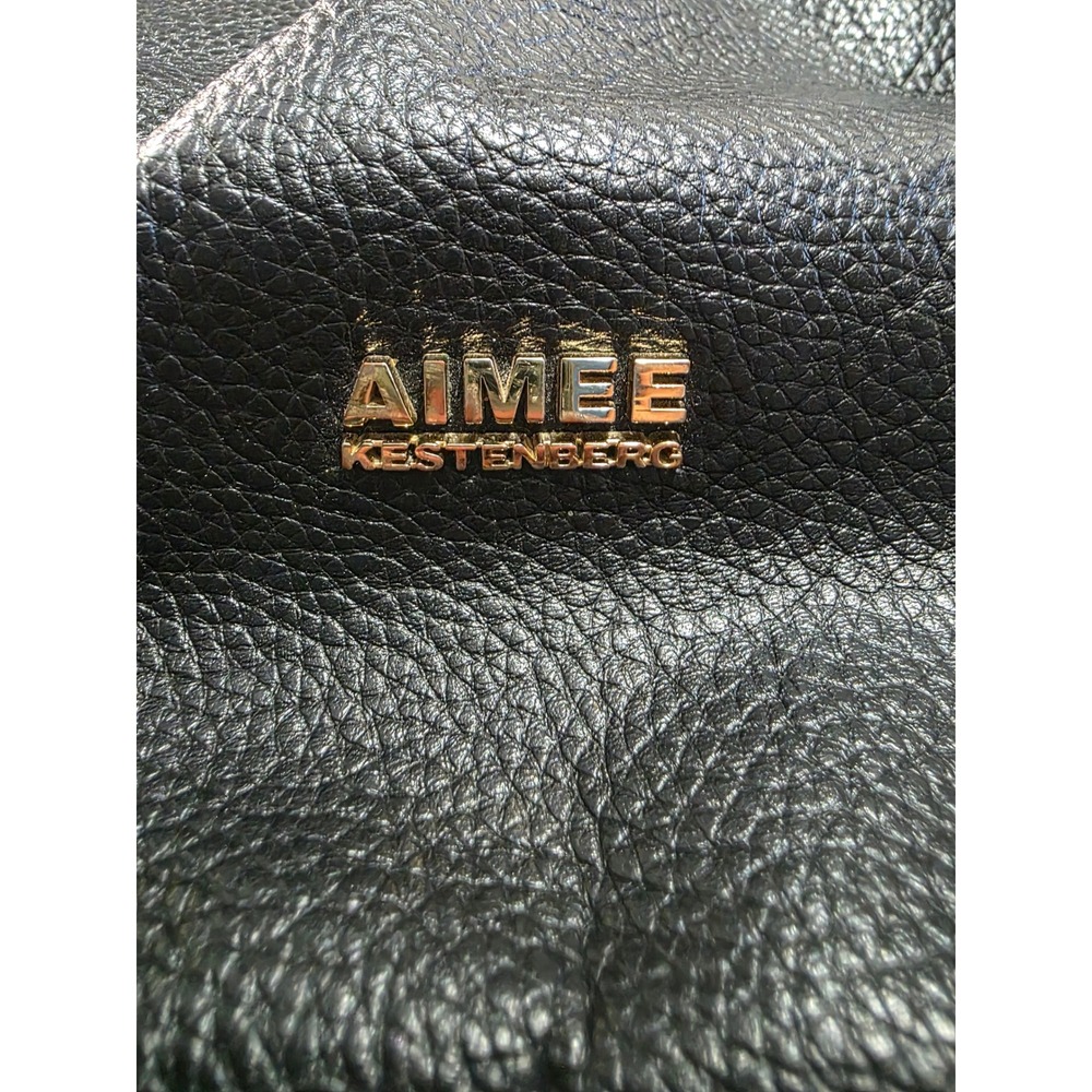Aimee Kestenberg Pebbled Leather 5th Ave Pleated Satchel Crossbody Tote Bag - Picture 5 of 9